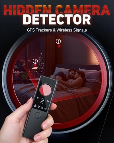 Anti-Spy Hidden Camera Detector - 6-in-1 GPS Tracker & Bug Detector, Signal Scanner, Rechargeable Privacy Protector for Solo Users/Hotel/Office/Home/Car with Intrusion Alert & SOS Flash Alert,Black - Thumbnail 3