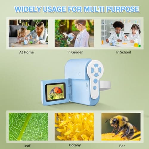 Barchrons 1000X Microscope for Kids 8-12, 4K HD Screen with 6 LED Lights, Portable Microscope for Outdoor STEM Learning, Rechargeable Science Kit, Birthday Easter Gifts for Kids - Thumbnail 6