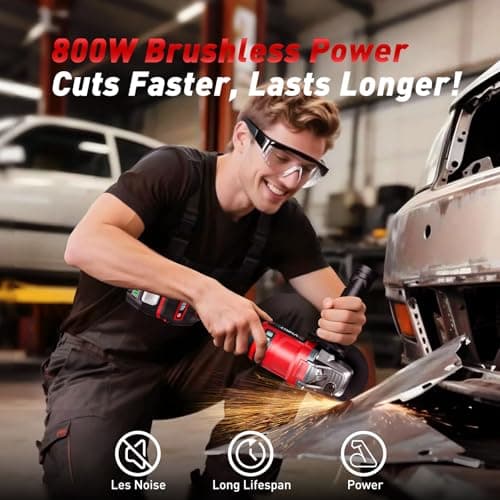 Avhrit Cordless Angle Grinder 4-1/2 Inch, 21V Brushless Battery Grinder Tool with 2×4.0Ah Batteries, Adjustable 3-speed with LED for Metal Cutting, Grinding, Rust Removal - Thumbnail 2