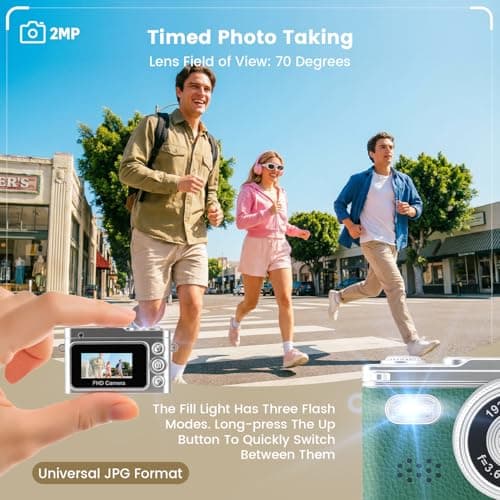 Mini Keychain Camera, 1080P Portable Keychain Digital Camera with 0.96" Screen, Tiny Retro Wearable Camera, Video Recorder for Travel, Small Vintage Pocket Camcorder with Flash, 32G SD Card, Type-C - Thumbnail 3