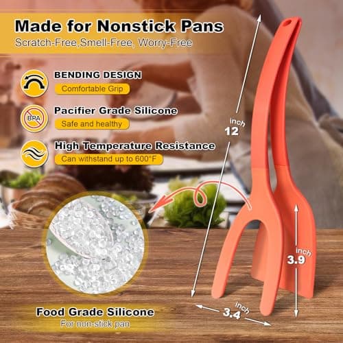 Silicone Spatula, BPA Free Kitchen Spatula, High Heat Resistant Rubber Spatulas, Ideal Kitchen Utensils for Non-Stick Pans, Sautéing, Frying, Baking, Turning and Flipping - Thumbnail 2