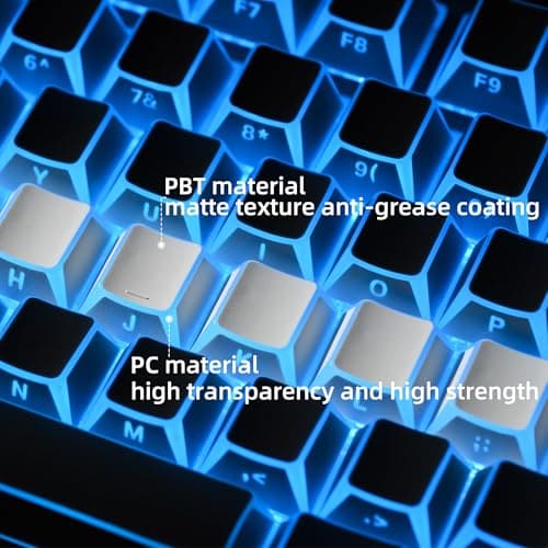XVX White Shine Through Keycaps, PBT Keyboard Keycaps Cherry Profile, Custom Side Printed Keycap Sets Suitable for 60% 65% 75% 80% 100% Mechanical Keyboard - Thumbnail 3