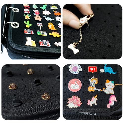 Mi Ya Mi Lai 5 Black binder 4 Space Pages Transparenter Pin Books For Collectors, Enamel Pin Display Pages Pin Carrying Case, Travel Brooch Pins Display Bag(5 Black binder 4 Spacers,Bag Only) - Thumbnail 5