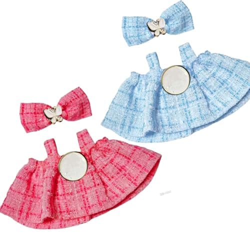 LOVMAGIC 2 Dresses Blue for 17cm Doll Clothes,with Cute Bow and Lovely Skirt Decor,Suitable for 17cm Plush Dolls Accessories - Image 1