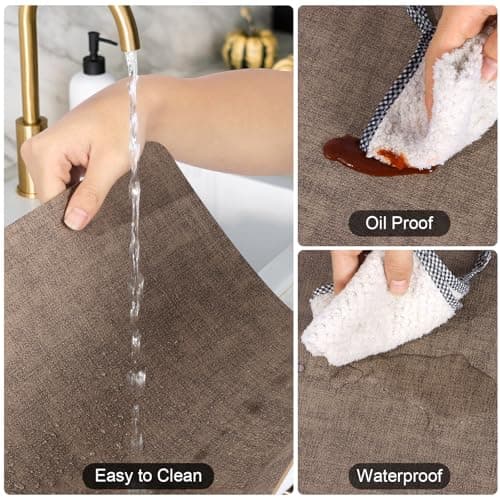 Boobezeen Faux Leather Placemats Set of 6, Heat Resistant Wipeable Washable Vinyl Place Mats, Waterproof Anti-Slip Dining Table Mats, Suitable for Indoor & Outdoor Use (Coffee) - Thumbnail 4