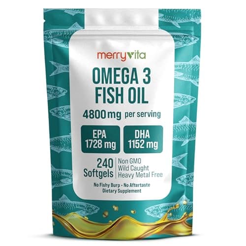 Omega 3 Fish Oil 4800 mg – EPA 1728 mg | DHA 1152 mg from Wild-Caught Anchovies – Burpless Mini Softgels – Pure Omega-3 Fatty Acid Supplement – Non-GMO, Gluten-Free, No Aftertaste – 240 Capsules - Image 1