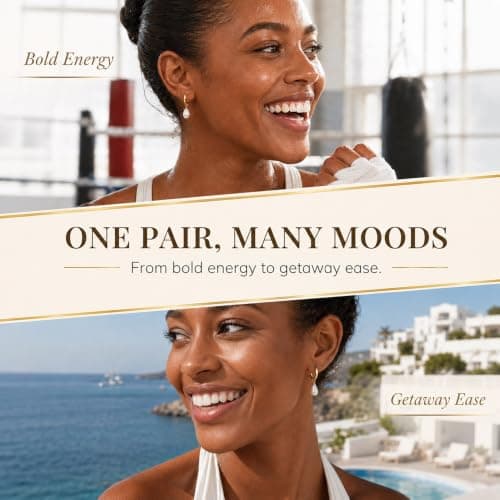 Gold Pearl Drop Earrings for Women Pearl Dangle Huggie Hoops - Thumbnail 5