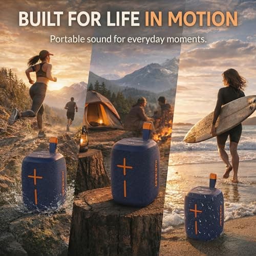 Musibaby Bluetooth Speaker,Portable Bluetooth Speaker,Speakers Bluetooth Wireless with 20W Sound,IPX5 Waterproof,25H Playtime,Stereo Pairing,Carry Loop for Indoor Outdoor Use, M73(Blue) - Thumbnail 5