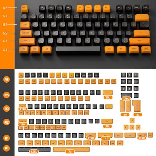 CSA Profile Keycaps Double Shot PBT, Thocky Sound Orange Black 150 Keys Set for MX Switches Aula F99/F75 Mechanical Keyboard, with 6.25U/7U Spacebar - Thumbnail 6