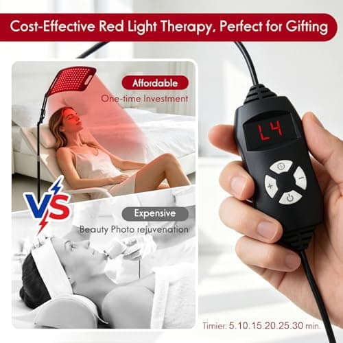 Red Light Therapy for Face and Body with Floor Stand 130 LED 660nm Red Light-Therapy 850nm Infrared Light Device with Safety Goggles, Timer(5-30), Red Therapy Lamp for Facial and Body Skin Care Home - Thumbnail 6