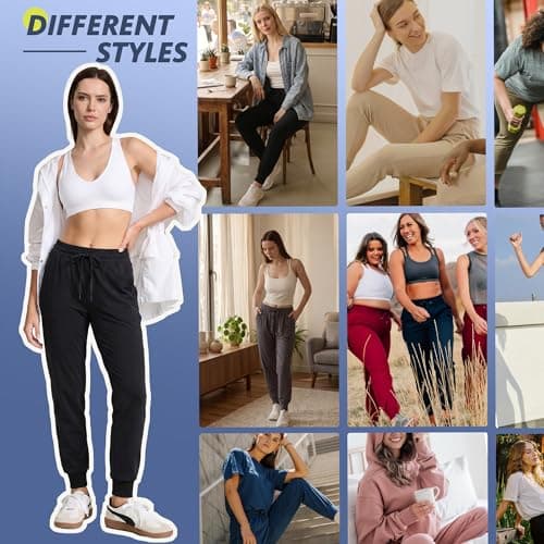 CAMPSNAIL 4 Pack Joggers for Women - Sweatpants with Pockets Lightweight Comfy Yoga Pants for Workout Travel Lounge - Thumbnail 2