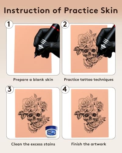 Lady Up 1mm Blank Tattoo Skin, 8 Pack Professional Thick Silicone Sheets (7.6"x6"), Tattoo Skin for Training, Soft Practice Skin for Beginners and Experienced Tattoo Artists, 3 Brown 3 Beige 2 Yellow - Thumbnail 3