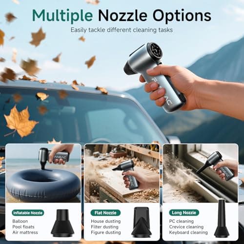 FANEAC Compressed Air Duster X115-130000RPM Ultra Power Electric Air Duster, 3-Speed Mini Dust Blower for Computer, Keyboard, Electronics Indoor and Outdoor - Thumbnail 3