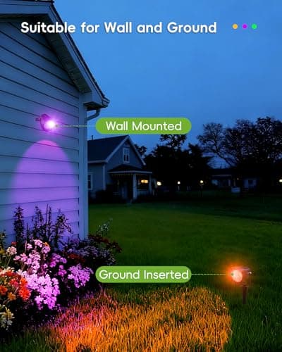 CORESLUX Smart RGBW Spot Lights Outdoor, Color Changing Warm White Landscape Lights with APP and Remote Control, Spotlight Waterproof for Garden Yard Patio Landscape, 1 Pack - Thumbnail 6