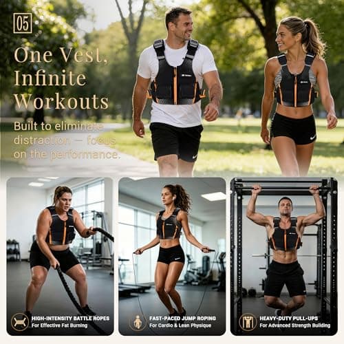 POITREX Fitness Equipment - Adjustable Weighted Vest, Workout for Walking, Running, Rucking, Strength Training & Cardio, Reflective Slim Fit for Women & Men, Home Gym Exercise Gift - Thumbnail 5