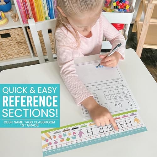 Hadley Designs Desk Name Tags for Classroom –25 Student Name Tags for Desks, 13x3 Name Plates for Classroom Decor, Teacher Supplies, Crayon Nametags, 1st-3rd Grade Kindergarten Preschool Must Haves - Thumbnail 3