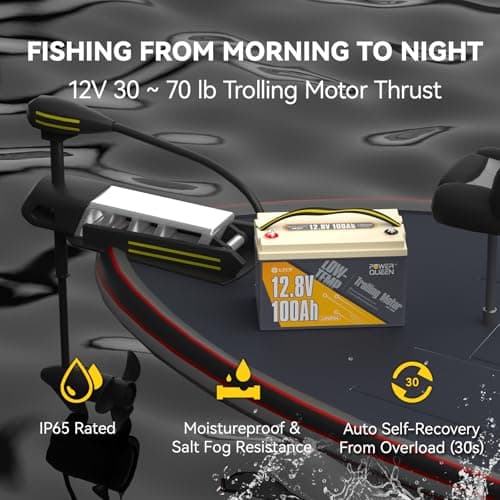 Power Queen 12.8V 100Ah Low-Temp LiFePO4 Battery with 24V30A MPPT Charger, Built-in 100A BMS, Grade A Battery Cell, Up to 15000+ Cycles, Perfect for Trolling Motor, Marine, RV - Thumbnail 3