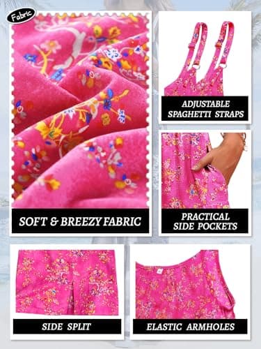 BOHOWE Womens Overalls Plus Size Jumpsuits Loose Casual Wide Leg One Piece Sleeveless Maternity Overalls Adjustable Straps Long Pant Rompers with Pockets S HPZ P002B - Thumbnail 3