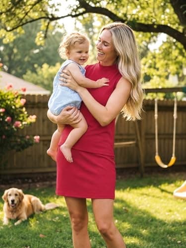 Casly Lamiit 2 Piece Skort Set for Women Tennis Skirts with Shorts Casual Jogger Two Piece Outfits Summer Cruise 2026 Short Skirt Dress Active Wear Red XS - Thumbnail 5