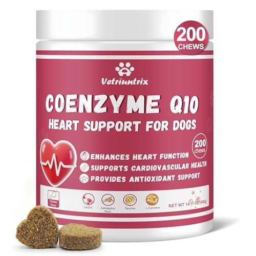 Vetriuntrix Heart Support Supplement for Dogs, Taurine for Senior & Puppy Dogs, Dog Multivitamin with CoQ10 & L-Carnitine for Heart, Cardiovascular & Antioxidant Support - 200ct - Image 1