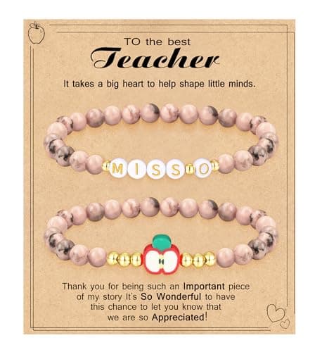 Btysun Teacher Appreciation Week Gifts for Women, Cool Teacher Appreciation Gifts End of School Year Gift for Teachers Back to School Miss O Initial Bracelet - Image 1
