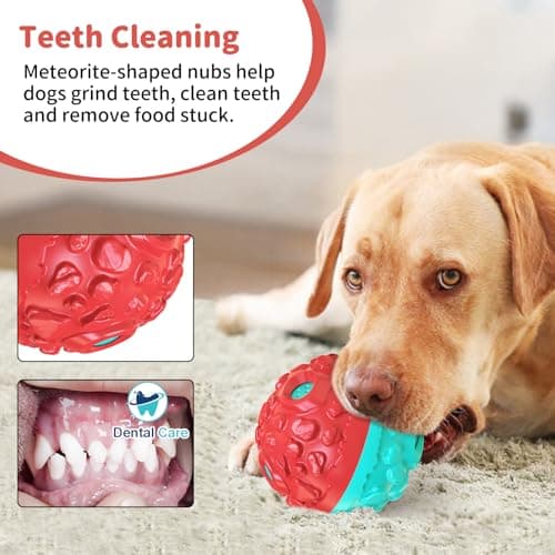 JoyBruko Dog Ball for Aggressive Chewers - Interactive Dog Toy Giggle Balls Fun Squeaky Sound to Keep Them Busy, Durable for Small Medium Large Breeds, Rubber Chew Toys, As Seen on TV, Blue & Red - Thumbnail 5