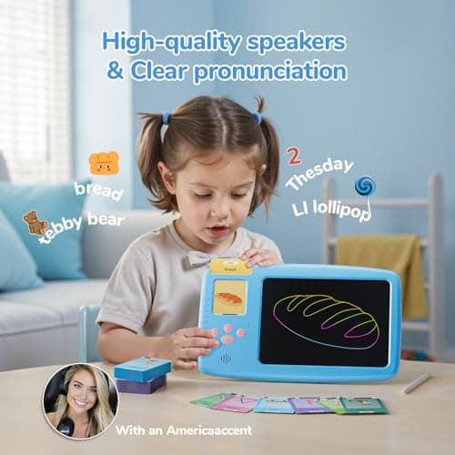 ZONSTVYS Talking Flash Cards for Toddlers: 2-in-1 LCD Writing Tablet with 510 Sight Words, Montessori Language Learning, Autism & Speech Therapy Toys for Children Ages 1-6, Blue - Thumbnail 5