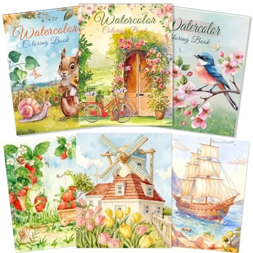 Kalysky 3 Pack Watercolor Coloring Books for Adults, Beginner-Friendly Water Color Books,Themed Birds, Animals and Nature Landscapes,160GSM Cold Press Textured Thick Paper - Image 1