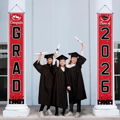 OHOME Graduation Decorations 2026 - Red Congrats Grad Porch Banner for Graduation Party Decorations - Class of 2026 - Party Favors Supplies Backdrop Yard Signs Decor - Thumbnail 5