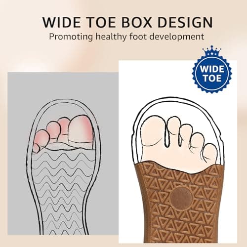 STQ KIDS Toddler Wide Toe Box Boys Girls Shoes Barefoot Shoe Kids Walking Sneakers Non-Slip Lightweight Comfortable First Walking Tennis Outdoor Activities Beige White Toddler Size 7 - Thumbnail 3