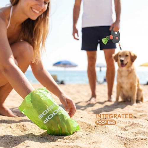 Retractable Dog Leash 26FT for Medium & Large Dogs, Sturdy Heavy-Duty Nylon Tape with Secure Locking Carabiner & Poop Bag Holder, Smooth One-Hand Control, Anti-Slip Handle, Tangle-Free Design (Black) - Thumbnail 5