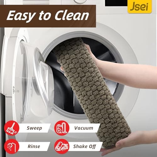 JSEI Dirt Trapper Door Mat 20"x32", Non-Slip Entryway Rugs Doormat Indoor, Washable Absorbent and Stain Resist Welcome Floor Mat for Front Door, Dog Door Mat, Dirty Wet Shoes & Paws, Greyish Brown - Thumbnail 6