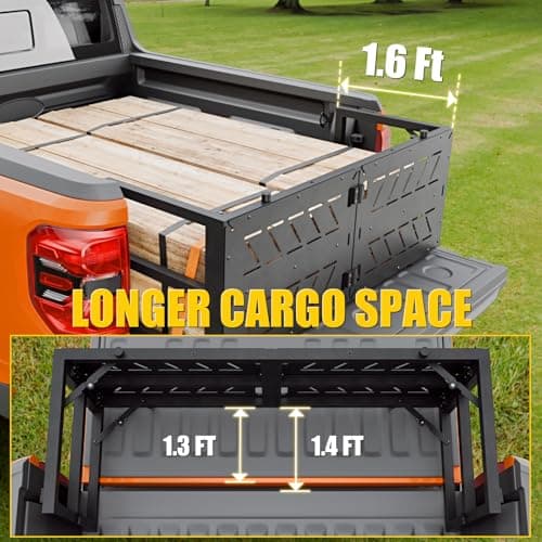 Maxzina Truck Bed Extender Compatible with 2022-2025 2026 Ford Maverick Flip-Over Pickup Bed Divider Aluminum Alloy Rotatable Tailgate Extension for 2024 Maverick Accessories (Upgraded) - Thumbnail 6
