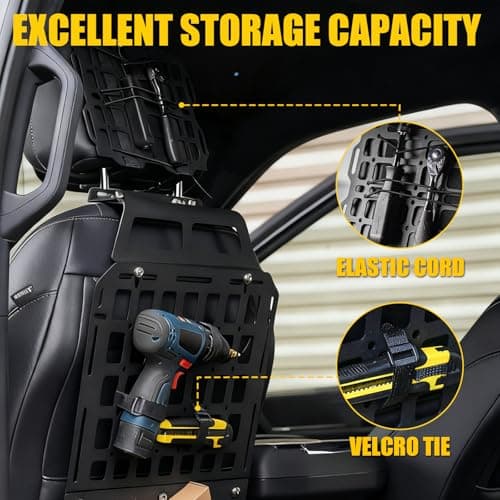 Maxzina Tactical Seat Back & Headrest Molle Panel Compatible with 2015-2025 2026 Ford F150 Tactical Seat Back Organizers Rigid Headrest Molle Panel Storage Shelf for 2024 Ford F-150 Accessories (6PCS) - Thumbnail 3