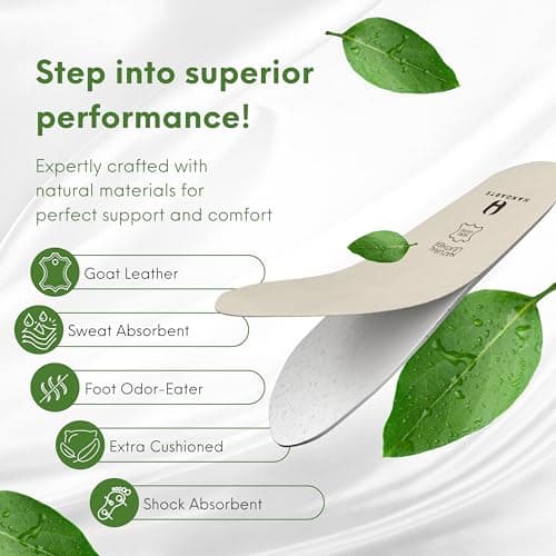 HANDARTE Leather Orthopedic Insoles | Padded Comfort Shoe Inserts for Women | 100% Natural Goatskin - ChromeFree, Anti Sweat & Anti-Odor - Suitable for No-Socks (US W8 | EU39) - Thumbnail 5