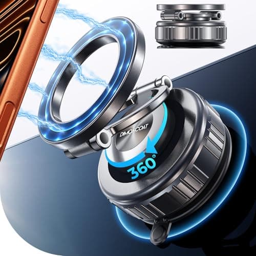 Magnetic Phone Holder for Car 2026 Heavy Duty Model [All Metal] 360° Adjustable Vacuum Suction Car Magsafe Phone Mount Cell Phone Holders for Your Car for iPhone 17 16 Pro Max 15 14 13 12 Plus