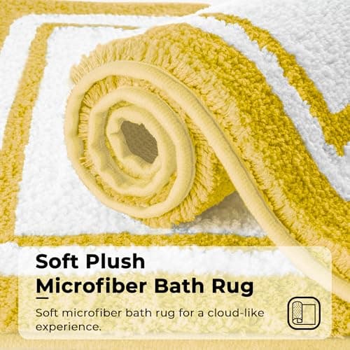 GRANNY SAYS Microfiber Bathroom Rugs Non Slip Washable, Water Absorbent Bathroom Mats for Tub Non Slip, Soft Bath Mats for Floor & Shower, Long Bath Rug, 24" x 36", Yellow - Thumbnail 4