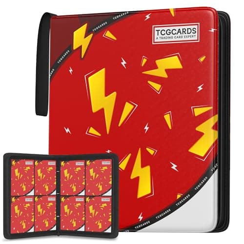 Trading Card Binder 4 Pocket,Card Binder 400 Pockets,Card Book Holder Cards with 50 Removable Sleeves,3-Ring Zip Design MTG/TCG/Sport Collectible Trading Card Albums Gifts for Boys and Girls(Red) - Image 1