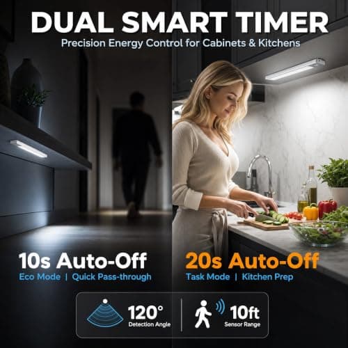 Under Cabinet Lighting, 4200mAh Motion Sensor Light Indoor, 3 Color Temp Rechargeable Battery Operated LED Closet Lights, Magnetic Under Counter Lights for Kitchen Stair (11 Inch, 2 Pack) - Thumbnail 3