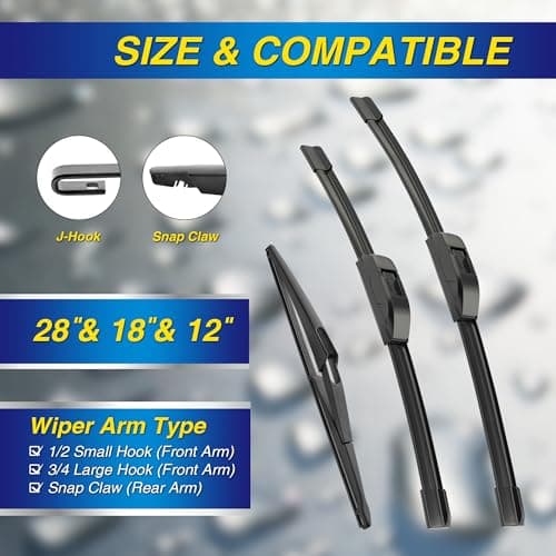 5 PLUS® Silicone Windshield Wipers Replacement for 2017-2022 NISSAN Rogue Sport Wiper Blades(Set of 3),Automotive Replacement Windshield Wiper Blades For My Car-28"/18"/12" - Thumbnail 2