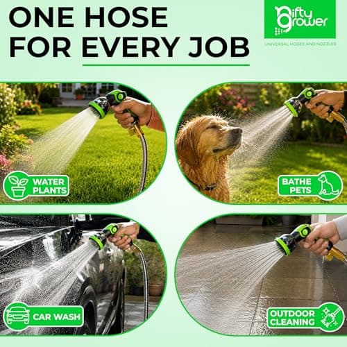 50 FT Garden Hose Stainless Steel Heavy Duty with Spray Nozzle, Lightweight and No-Kink Flexible Water Hose 50 FT with 3/4" Solid Brass Fittings, Metal Waterhose for Outside 50FT, Manguera Para Jardin - Thumbnail 5