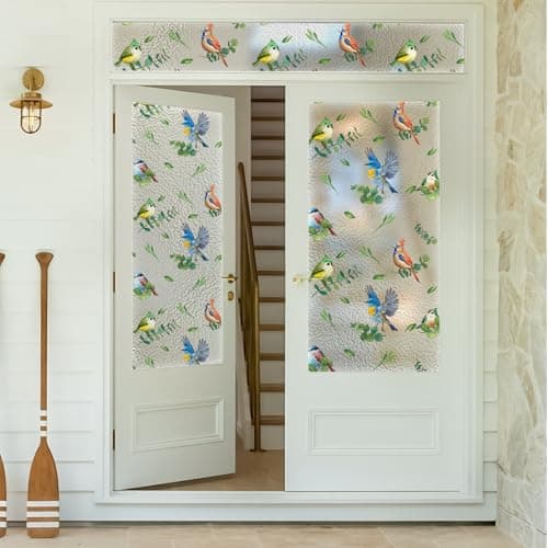 Borskyn Frosted Glass Window Film, Semi-Transparent Decorative Film for Home Privacy, UV Blocking Static Cling No Glue Needed, Includes Squeegee for Easy Install, 23.6" W x 78.7" H - Thumbnail 5