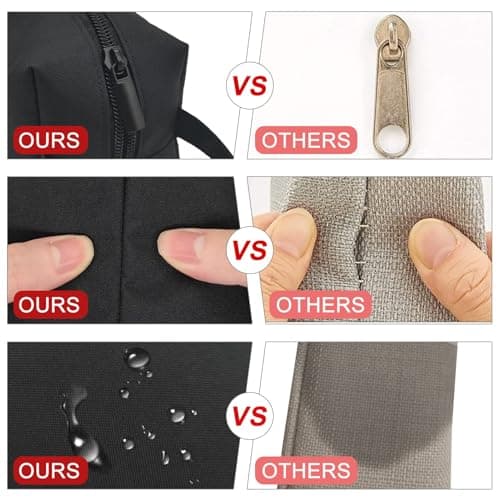 Fmeida Pencil Case Pouch - Water Resistant Pencil Pouch Portable Pencil Bag Simple Office Stationery Pouch with Handle Back to School Supplies - Black - Thumbnail 5