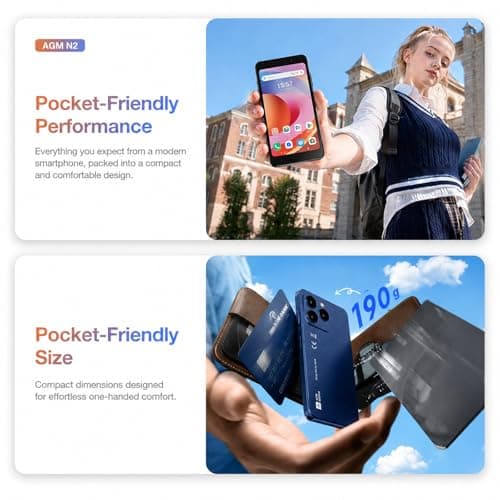 AGM Note N2 Smartphone for T-Mobile ONLY, 4.96" Compact 4G Cell Phone - Thumbnail 6