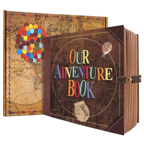 Our Adventure Book 146 Pages 8.9 * 7.7 Inch Scrapbook Photo Album,Retro Style Embossed Letter Cover Travel Diary Journal Scrap Book For Couples,Memory Book For Anniversary Wedding - Image 1
