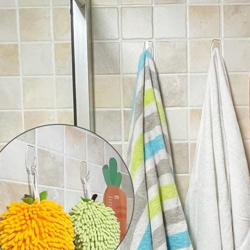 25 Large Wall Hooks for Hanging Heavy Duty, with 32 Removable Strips, Clear Hanger Hooks, Damage-Free Utility Hooks with Adhesive Strips, Plastic wall Hook for Key, Shower, Towel, Coat, Door, Hat. - Thumbnail 6