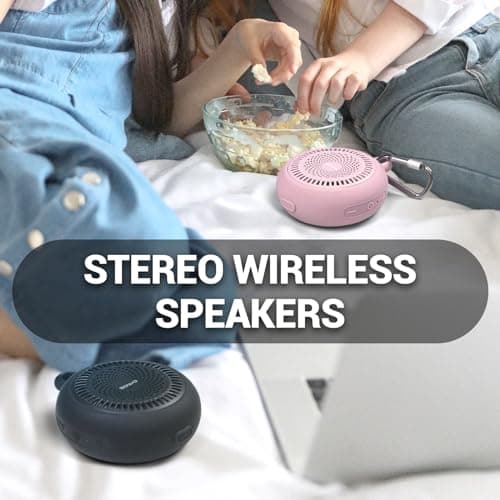SOWO Small Waterproof Speaker Bluetooth Portable Wireless - Clip Speaker for Shower - Powerful Bass and Louder Volume - Colorful Lights and Lightweight for Travel,Kitchen,Pool - Pink - Thumbnail 3