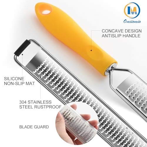 OIM Omiiomio Lemon Zester & Heavy Duty Cheese Grater & Vegetable Grater — Parmesan Cheese Lemon, Garlic, Nutmeg, Chocolate, Fruits, Vegetables, Ginger - Cheese Shredder & Stainless Steel Grater - Thumbnail 3