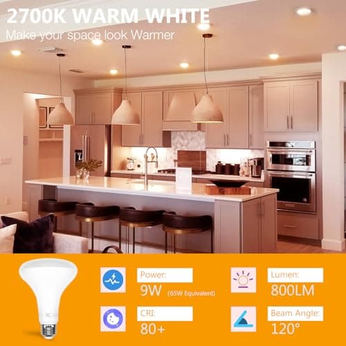 DAYBETTER BR30 led Light Bulb, Dimmable LED Bulbs 65W Equivalent, 2700K Warm White Light Bulbs Indoor Flood Light for Bedroom Kitchen Living Areas Hallway, 800 Lumens, E26 Standard Base, 24 Pack - Thumbnail 3