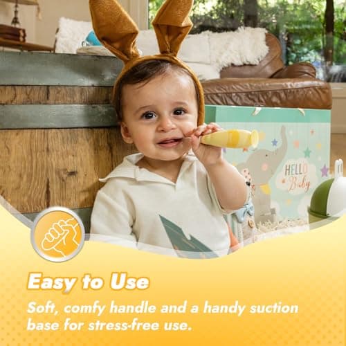 Papablic Toddler Sonic Electric Toothbrush Kids for Ages 1-3 Years, Baby Electric Toothbrush with Cute Rabbit Cover and Smart LED Timer, 2 Brush Heads (Bunny) - Thumbnail 6
